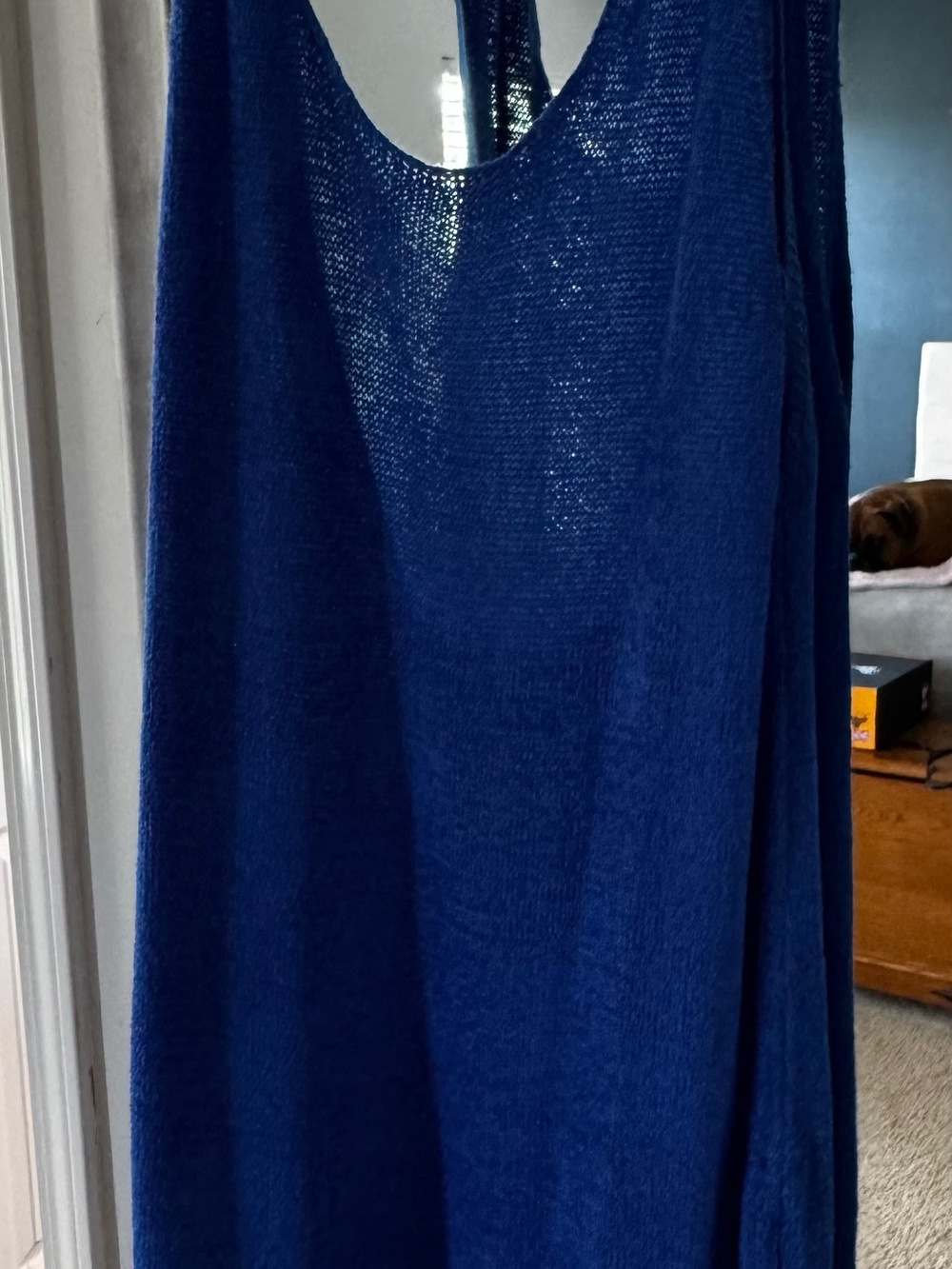 Women's Navy Blue Knit Swim Coverup Tank Dress